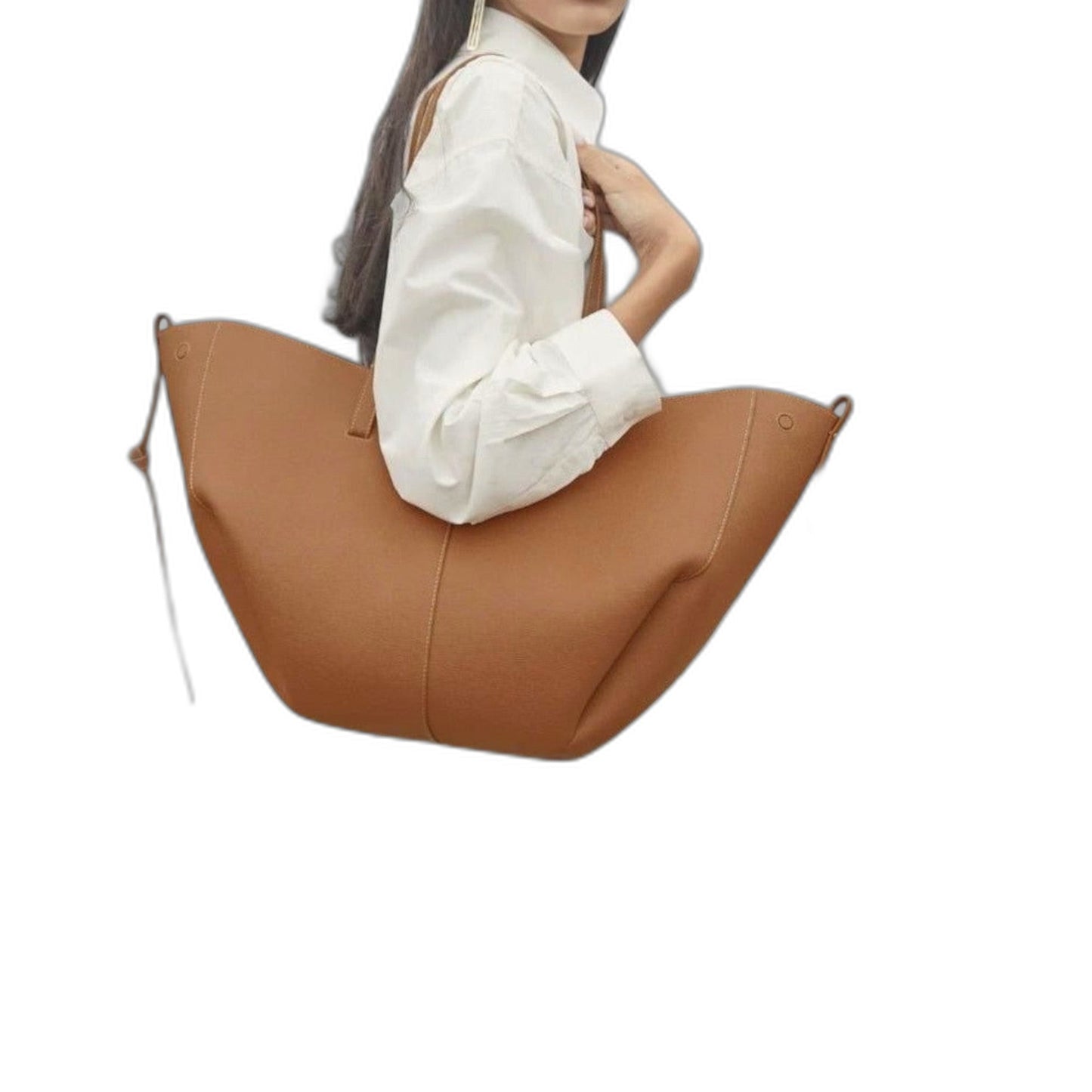 Effortless Tan Leather Tote Bag for Women with Casual Style