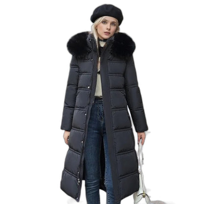 Effortless Tan Puffer Jacket for Women with High Neck Long Sleeve Quilted Fur Lined Casual Style
