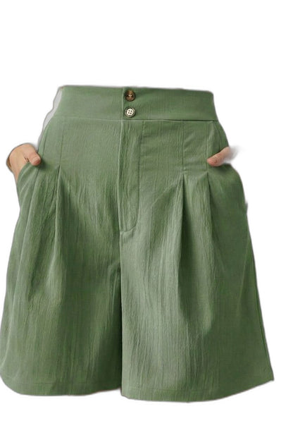 Effortless Tan Shorts for Women with Pleated Button Front High Waisted Casual Style