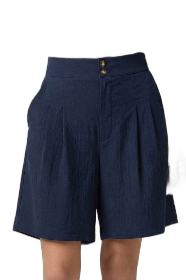 Effortless Tan Shorts for Women with Pleated Button Front High Waisted Casual Style