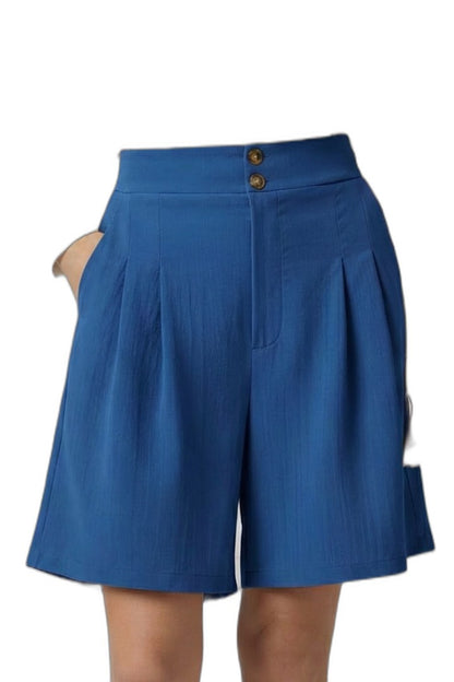 Effortless Tan Shorts for Women with Pleated Button Front High Waisted Casual Style