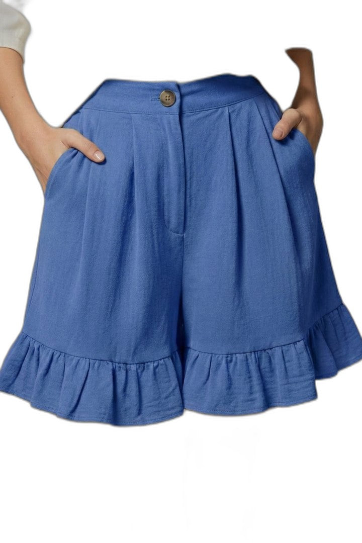 Effortless Tan Shorts for Women with Ruffle High Waisted Casual Style