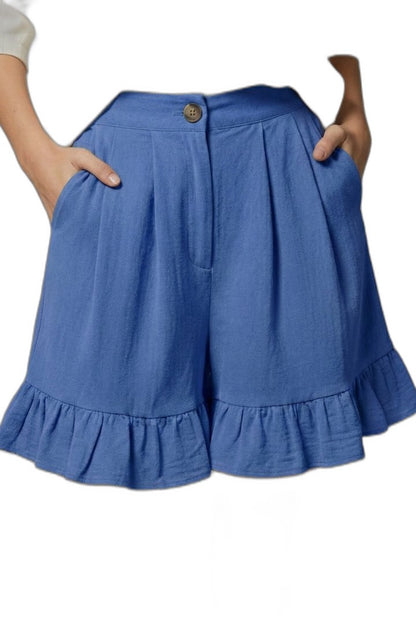 Effortless Tan Shorts for Women with Ruffle High Waisted Casual Style