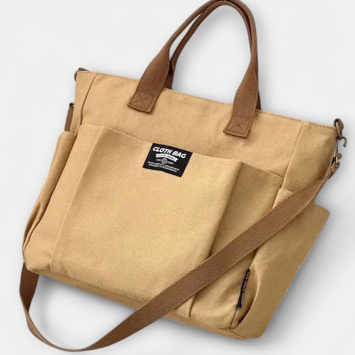 Effortless Tan Tote Bag for Women with Pockets Casual Style