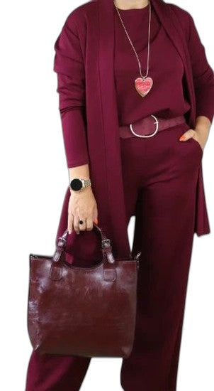 Effortless Taupe Knit Two Piece Set for Women with Casual Style