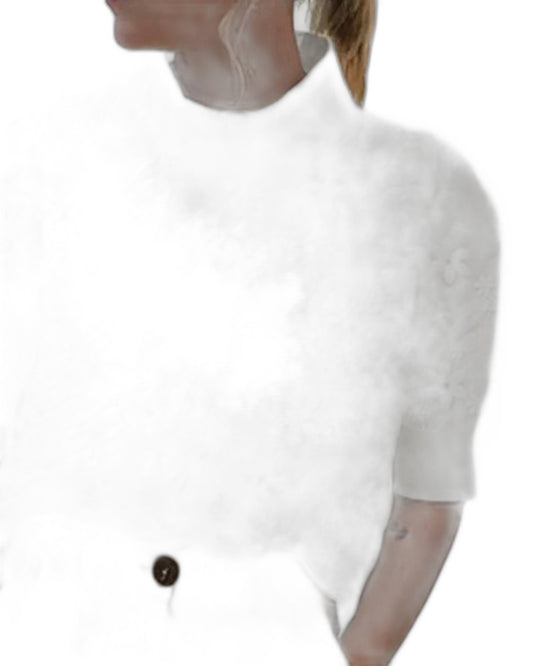 Effortless White Blouse for Women with High Neck Short Sleeve Casual Style