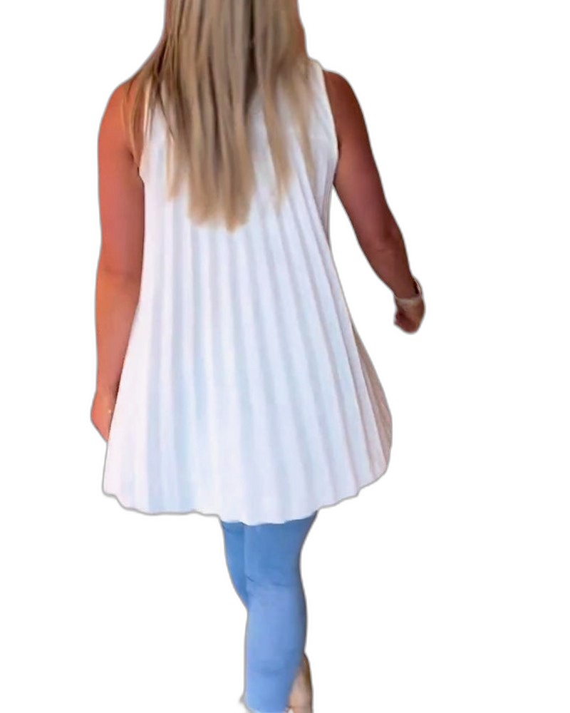 Effortless White Chiffon Tank Top for Women with Collared Sleeveless Button Front Flowing Casual Style