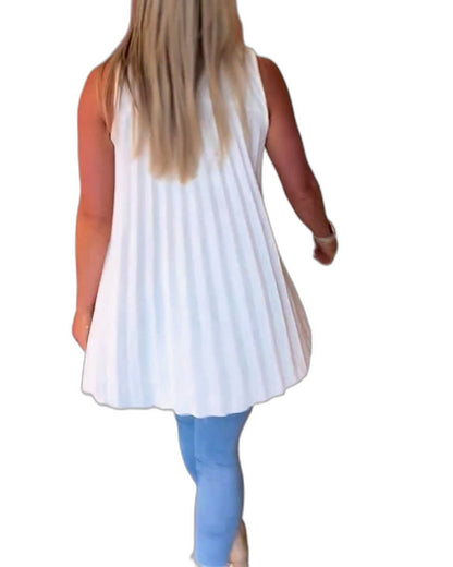 Effortless White Chiffon Tank Top for Women with Collared Sleeveless Button Front Flowing Casual Style