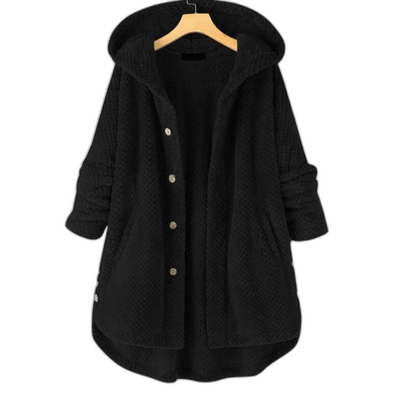 Effortless White Fleece Coat for Women with Long Sleeve Button Front Oversized Fur Lined Casual Style