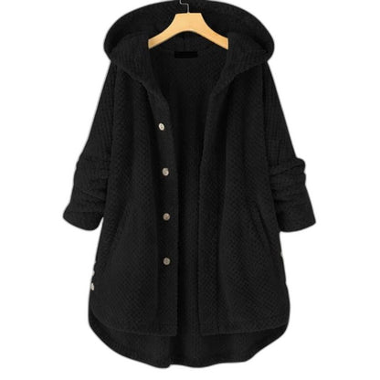 Effortless White Fleece Coat for Women with Long Sleeve Button Front Oversized Fur Lined Casual Style