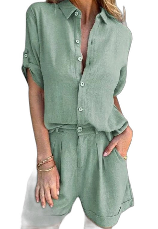Effortless White Linen Shirt for Women with Collared Long Sleeve Button Front Oversized Pockets Casual Style