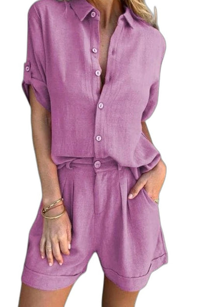 Effortless White Linen Shirt for Women with Collared Long Sleeve Button Front Oversized Pockets Casual Style
