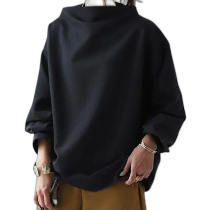 Effortless White Sweater for Women with Turtleneck Long Sleeve Oversized Casual Style
