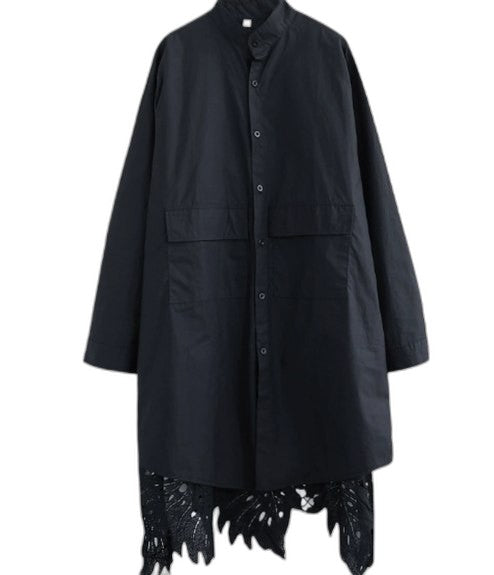 Effortless White Tunic for Women with Collared Long Sleeve Button Front Oversized Casual Style