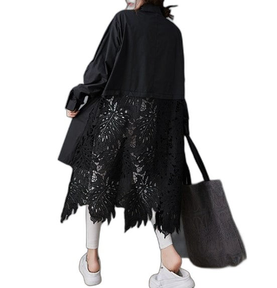 Effortless White Tunic for Women with Collared Long Sleeve Button Front Oversized Casual Style