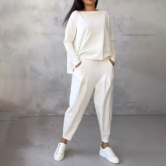 Effortless White Two Piece Set for Women with Casual Style
