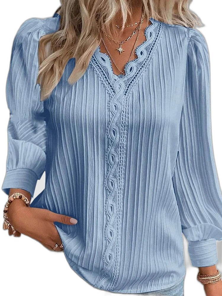 Effortless Yellow Blouse for Women with V Neck Long Sleeve Button Front Flowing Casual Style