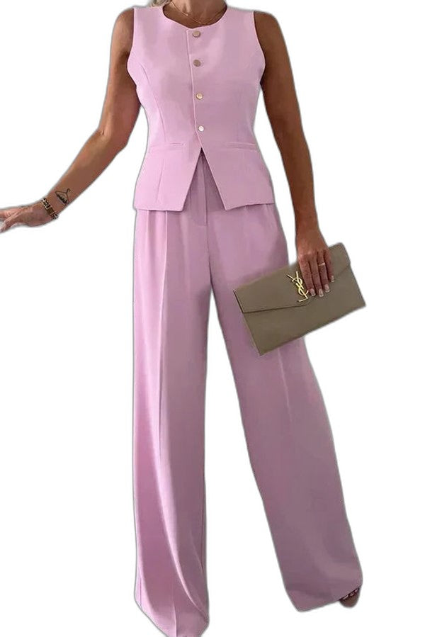 Effortless Yellow Jumpsuit for Women with V Neck Sleeveless Wide Leg Casual Style