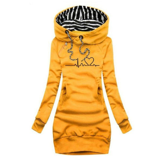 Effortless Yellow Knit Mini Dress for Women with High Neck Long Sleeve Bodycon Pockets Casual Style