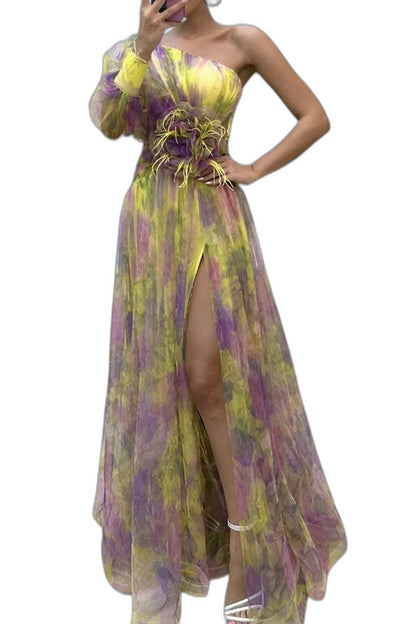 Elegant Abstract Maxi Dress for Women with Strapless Flowing Vacation Style