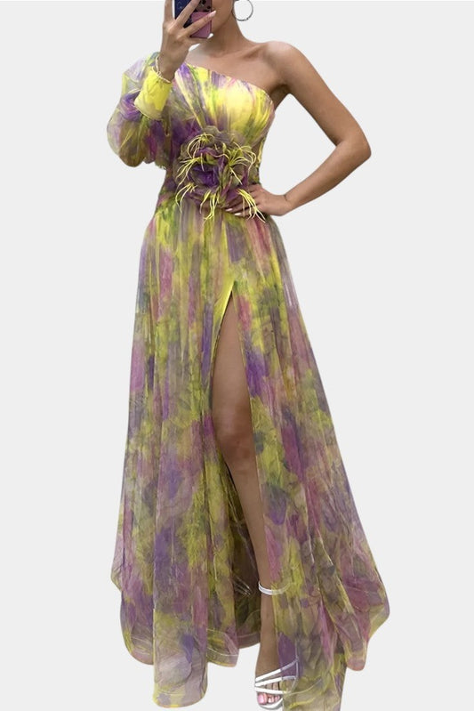 Elegant Abstract Maxi Dress for Women with Strapless Flowing Vacation Style