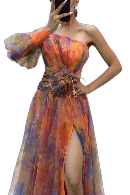 Elegant Abstract Maxi Dress for Women with Strapless Flowing Vacation Style