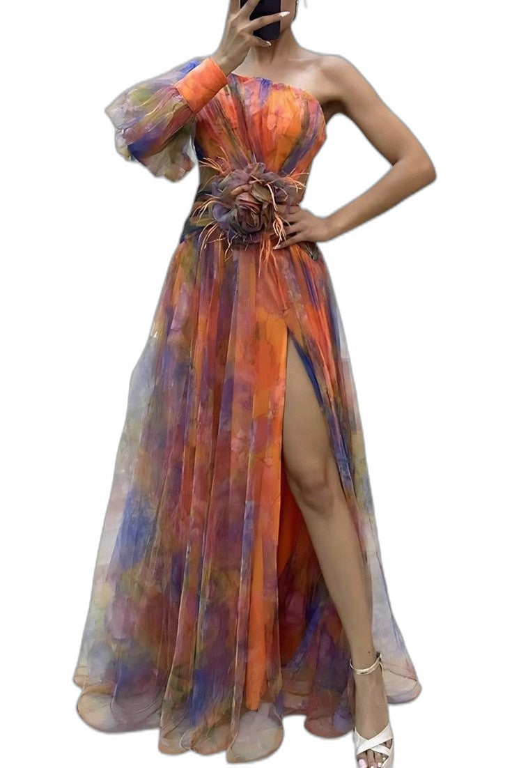Elegant Abstract Maxi Dress for Women with Strapless Flowing Vacation Style