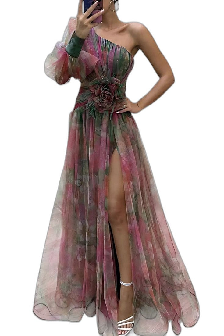 Elegant Abstract Maxi Dress for Women with Strapless Flowing Vacation Style