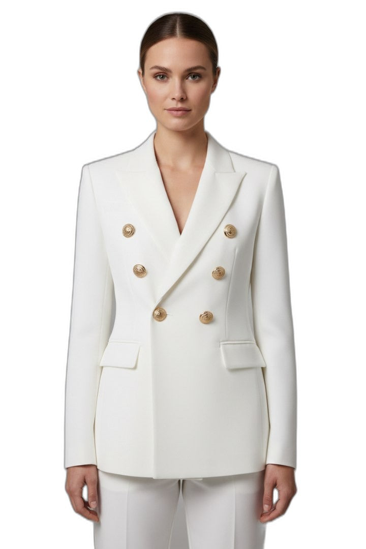 Elegant Black Blazer for Women with Collared Long Sleeve Button Front Fit And Flare Formal Style