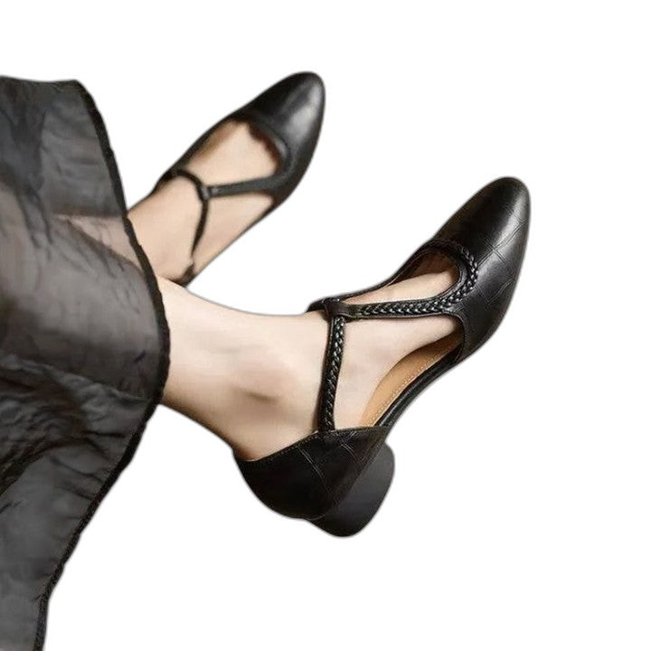 Elegant Black Heels for Women with Kitten Heel Ankle Strap Closed Toe Cocktail Style