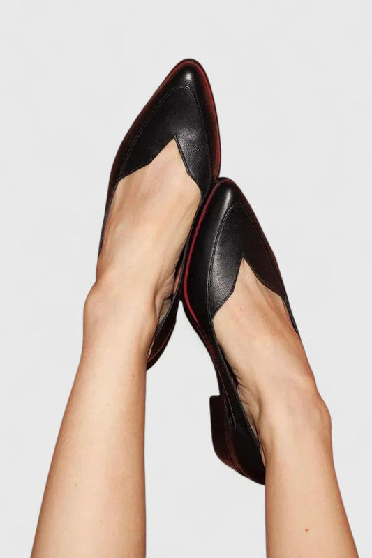 Elegant Black Leather Heels for Women with Pointed Toe Formal Style