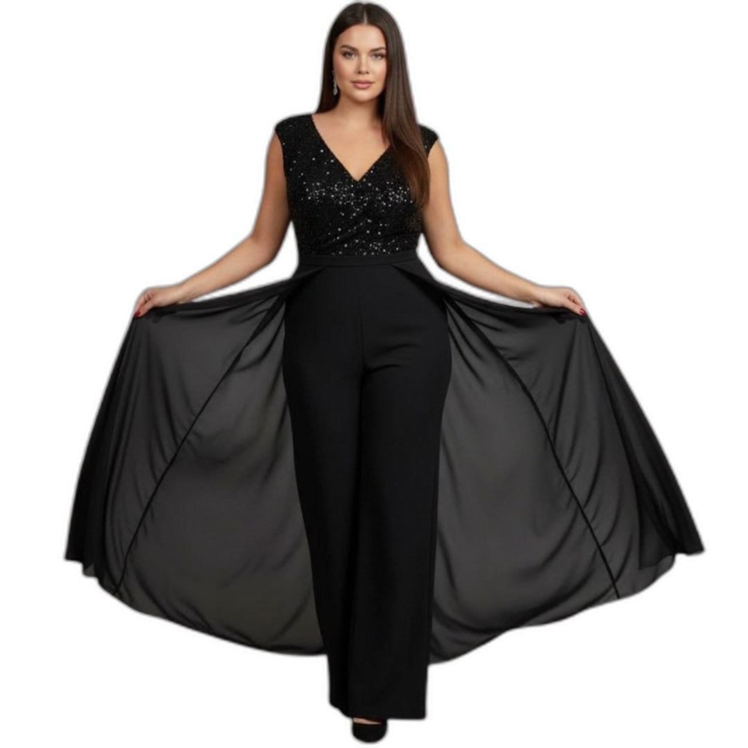 Elegant Black Maxi Dress for Women with Boat Neck Sleeveless Flowing Empire Waist Formal Style
