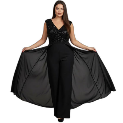 Elegant Black Maxi Dress for Women with Boat Neck Sleeveless Flowing Empire Waist Formal Style