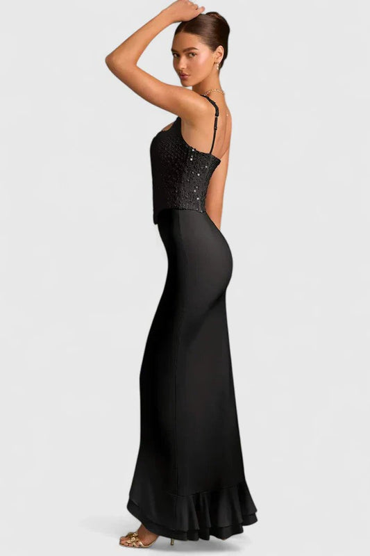 Elegant Black Maxi Dress for Women with Strapless Bodycon Formal Style