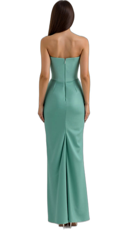 Elegant Black Maxi Dress for Women with Strapless Bodycon Ruched Party Style