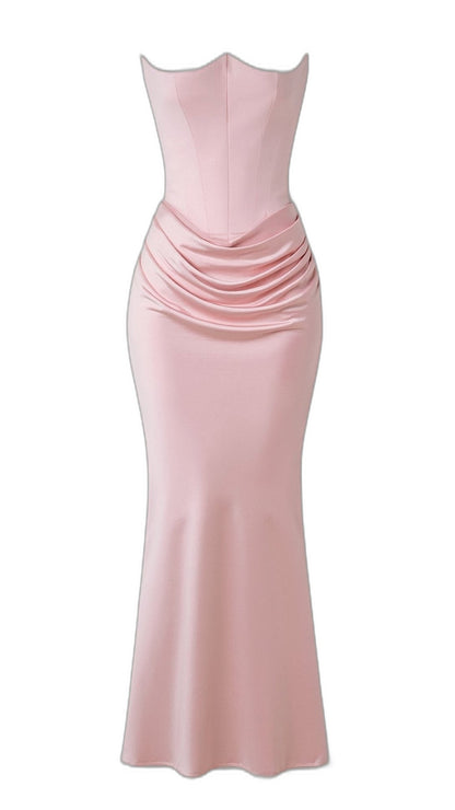 Elegant Black Maxi Dress for Women with Strapless Bodycon Ruched Party Style