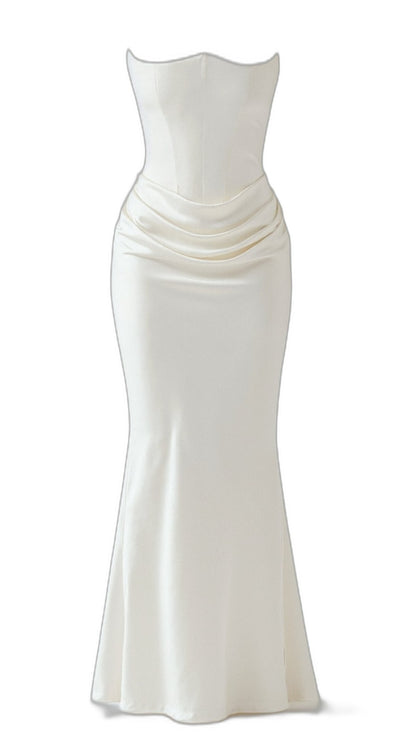 Elegant Black Maxi Dress for Women with Strapless Bodycon Ruched Party Style
