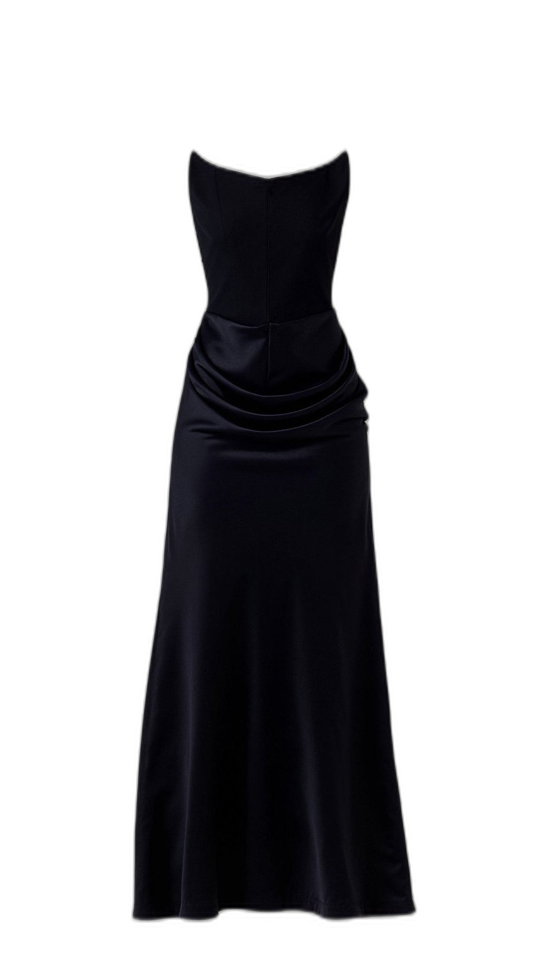 Elegant Black Maxi Dress for Women with Strapless Bodycon Ruched Party Style