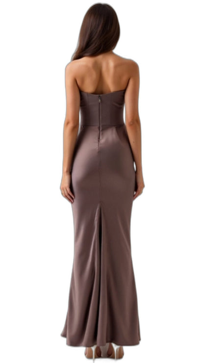 Elegant Black Maxi Dress for Women with Strapless Bodycon Ruched Party Style