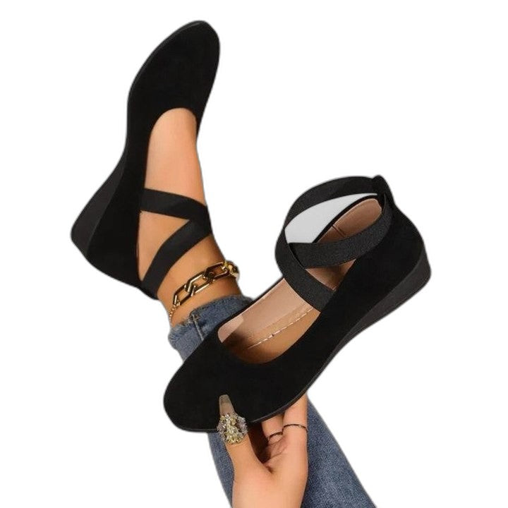 Elegant Black Suede Heels for Women with Block Heel Ankle Strap Closed Toe Cocktail Style