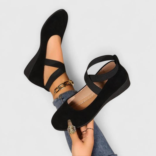 Elegant Black Suede Heels for Women with Block Heel Ankle Strap Closed Toe Cocktail Style