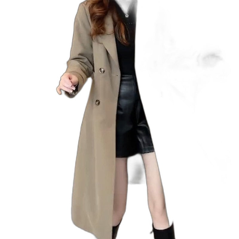 Elegant Black Wool Coat for Women with Collared Long Sleeve Button Front Belted Office Style