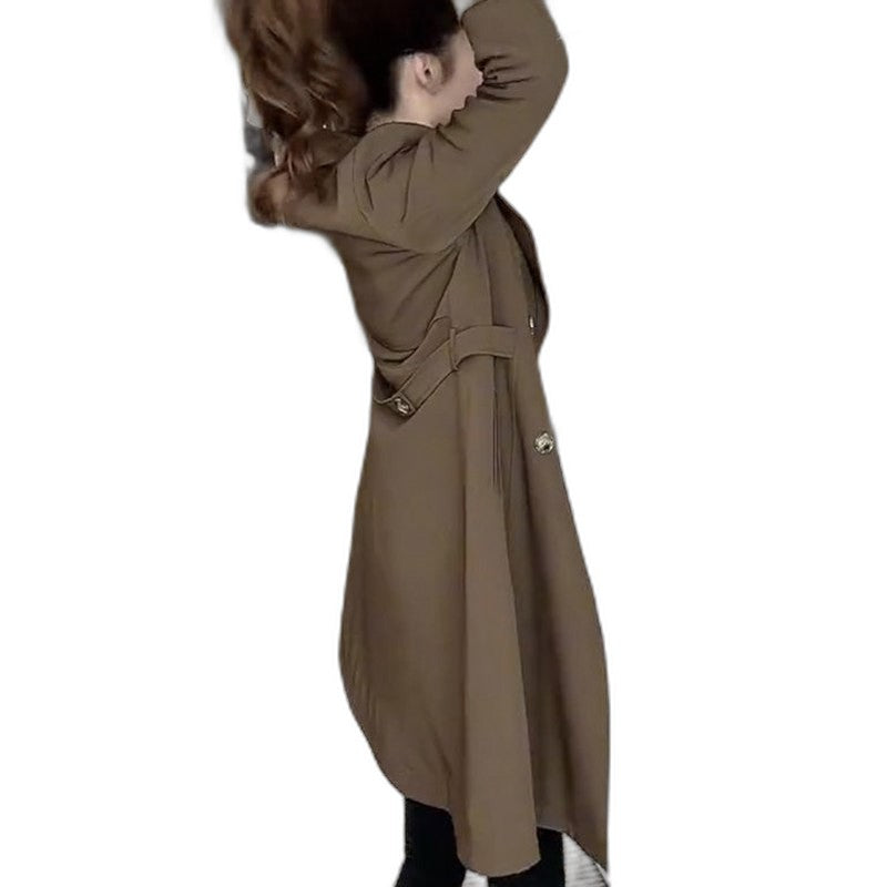 Elegant Black Wool Coat for Women with Collared Long Sleeve Button Front Belted Office Style