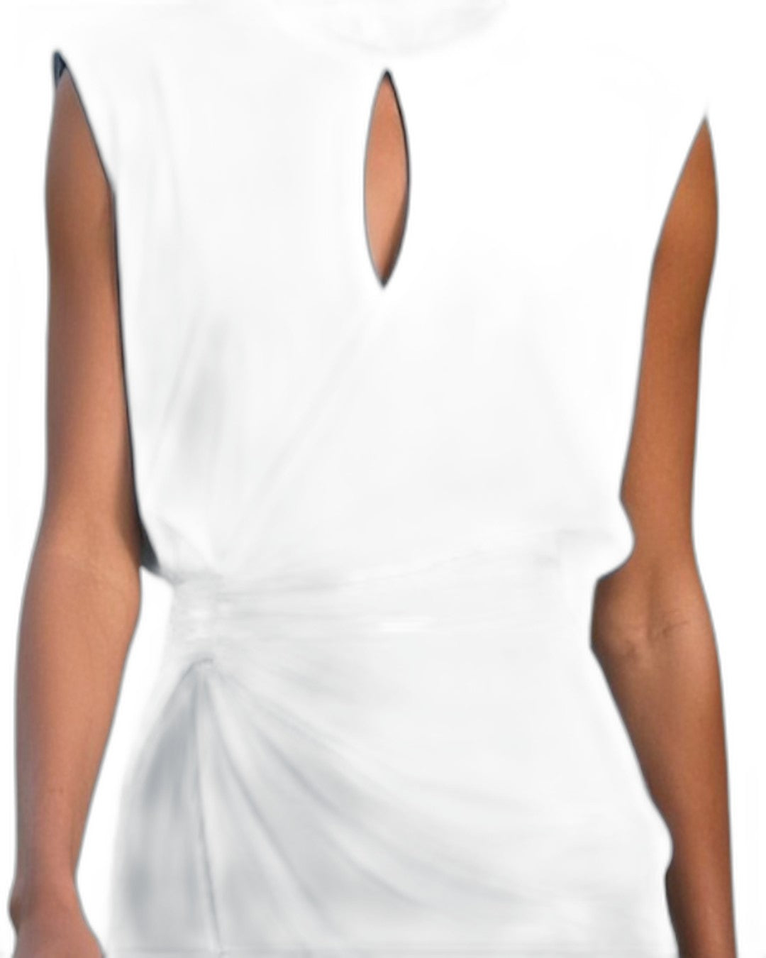 Elegant Blue Midi Dress for Women with High Neck Sleeveless Bodycon Ruched Cocktail Style