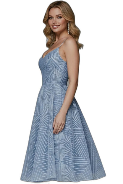 Elegant Blue Midi Dress for Women with Sweetheart Sleeveless A Line Fit And Flare Cocktail Style