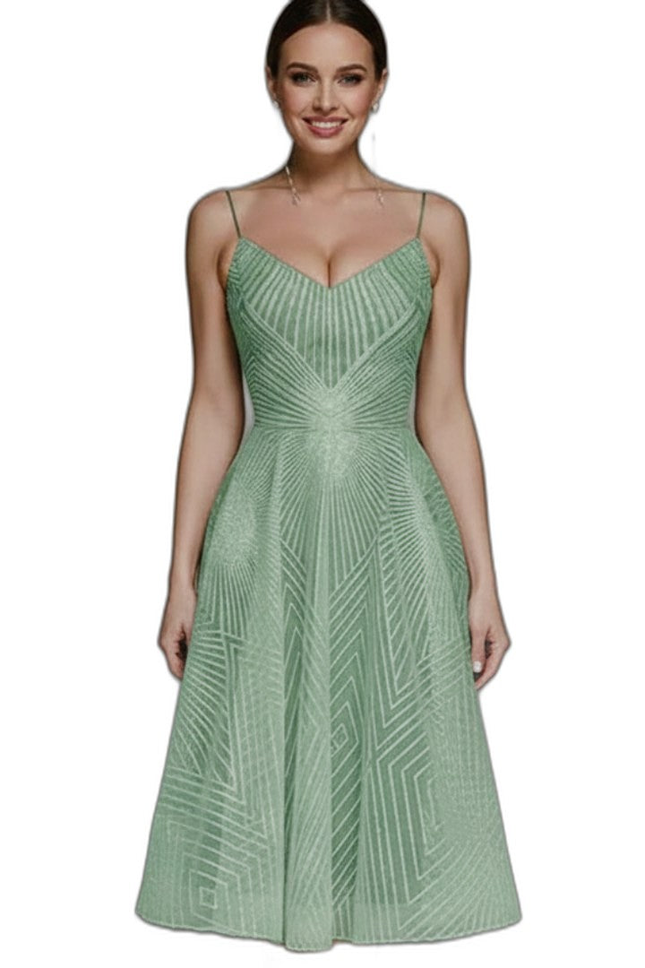 Elegant Blue Midi Dress for Women with Sweetheart Sleeveless A Line Fit And Flare Cocktail Style