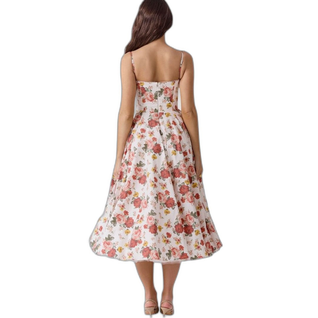 Elegant Blue Midi Dress for Women with Sweetheart Sleeveless Fit And Flare Cocktail Style