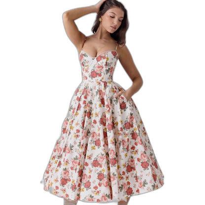 Elegant Blue Midi Dress for Women with Sweetheart Sleeveless Fit And Flare Cocktail Style