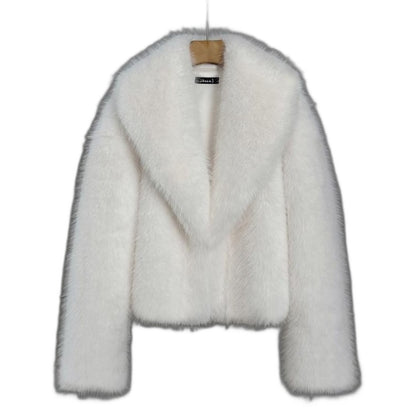 Elegant Brown Jacket for Women with Long Sleeve Cropped Fur Lined Party Style