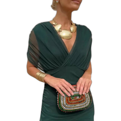 Elegant Brown Maxi Dress for Women with Off Shoulder Sleeveless Ruched Flowing Formal Style
